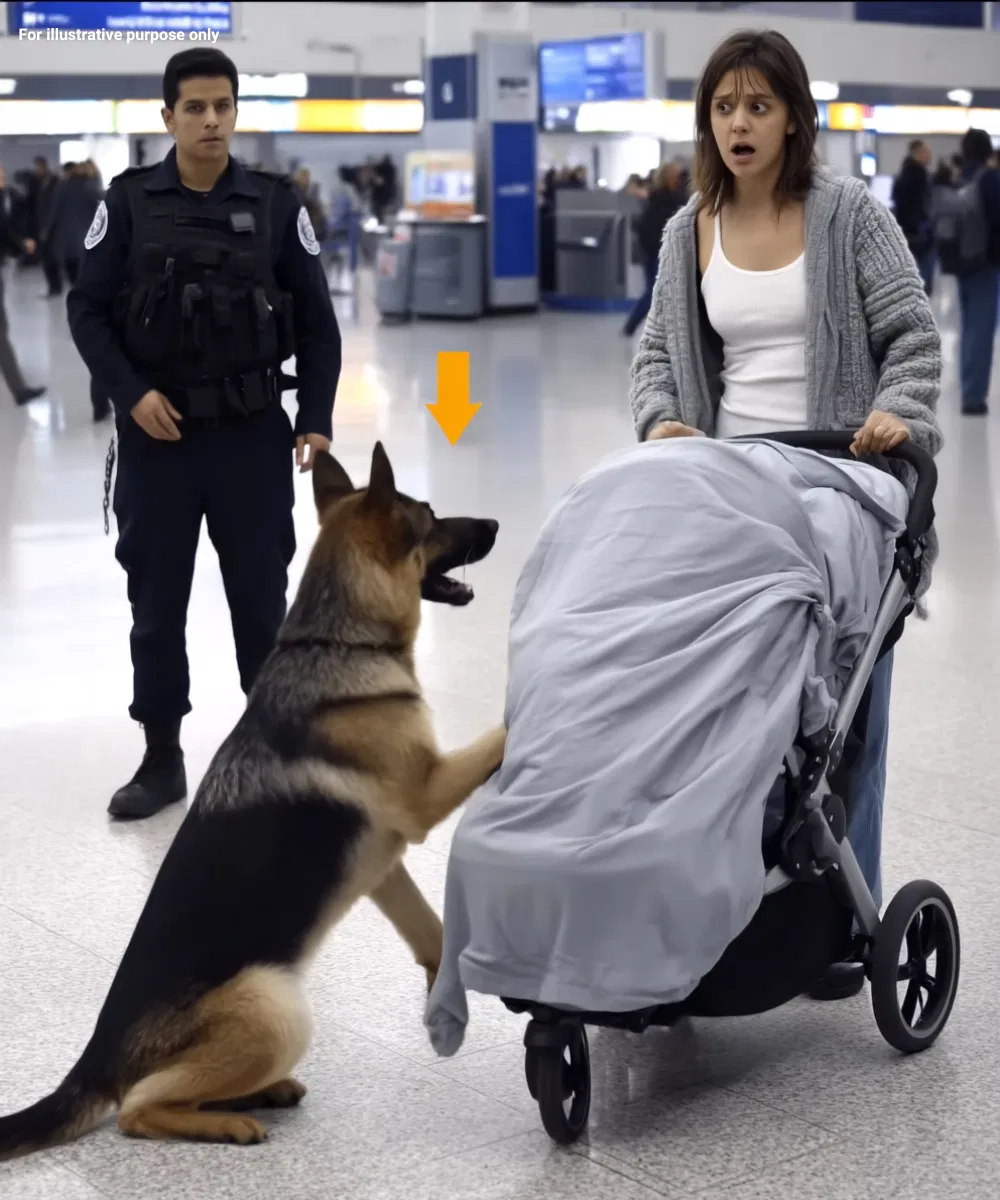 Luna, berger allemand policier, en service à l'aéroport