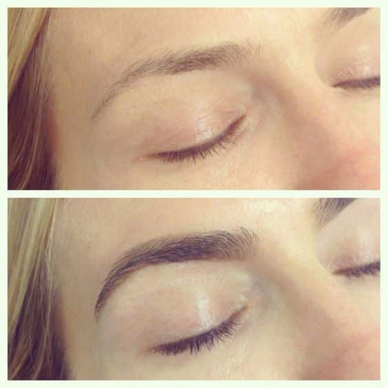 Comparaison avant/après l'application du sérum pour sourcils