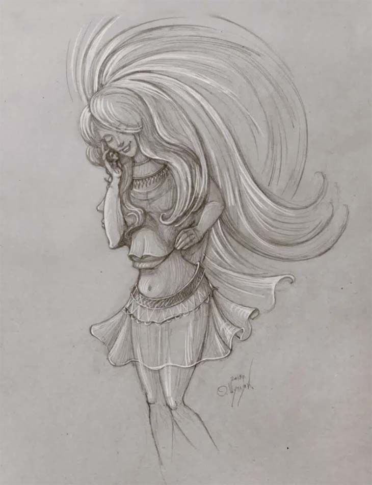 Image mystérieuse avec des visages cachés